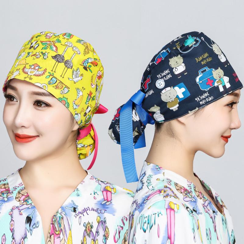 1PC Cap Fashion Elastic Cap Medical Equipment Surgical Hat Sweatband Printed Cotton Scrub Hat Multiple Options Available