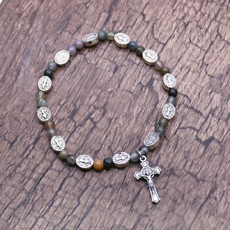 Catholic Strand Beads Wristband Adjustable Elastic Chain for Women Men Jewelry