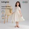 Pudding Haru Girls' Sweet Embroidered Bow Cotton Summer Dress
