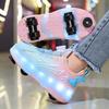 TUINANLE Barns Fritidssneakers Mellan Till Student Utomhus Led Fyrhjuliga Rullskridskor Självlysande Sneakers Skateboard USB-laddning
