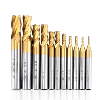 Titanbeschichteter HSS-Aluminium-Fräser, 1,5–10 mm, vierschneidig, gerader Schaft