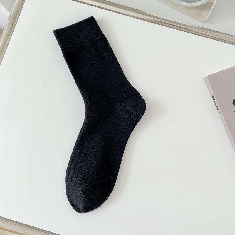 

Весенние, осенние и зимние носки, женские хлопковые носки до середины икры, дышащие спортивные женские носки, повседневные белые махровые носки, спортивные носки 1 pair чёрный