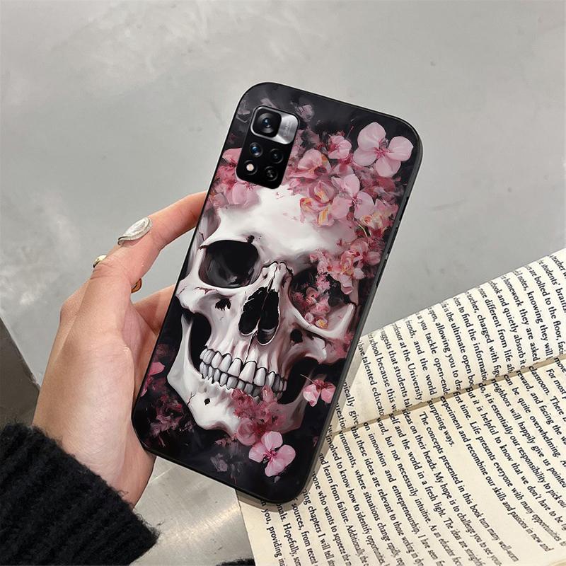 Schädel Blume Kunst Telefon Fall Für Xiaomi Redmi hinweis 13 12 Pro 11S 11 10 Pro 10S 12S Redmi 10 9C 13C