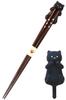 FlaColle for Cat Cute Cat Chopsticks and Chopstick Rest Dishwasher Gift [A Must-See Lovers Chopsticks] Set, Safe, [6 Designs] (Black Cat)
