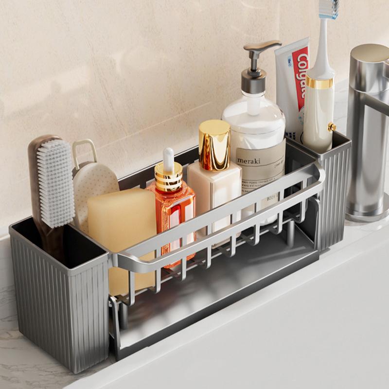 Küchenreinigungsgeräte Abtropfgestell Reinigungsschwamm Reiniger Aufbewahrungsgestell Kunststoff Multifunktional Geschirrtuch Stange Besteckhalter