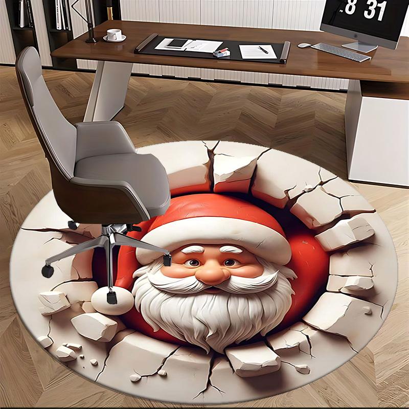 1 Stück Weihnachts-Nikolaus-Design Stuhlmatte - Rutschfester Teppich für Büro, Heimdekoration, Wohnzimmer, Schlafzimmer, Spielzimmer & Wohnheim. J010