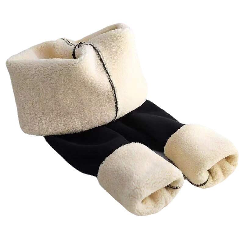 Women Winter Lamb Fleece Seamless Thermal Leggings High Waist Thick Simplicity Comfortable Solid Elastic Pants