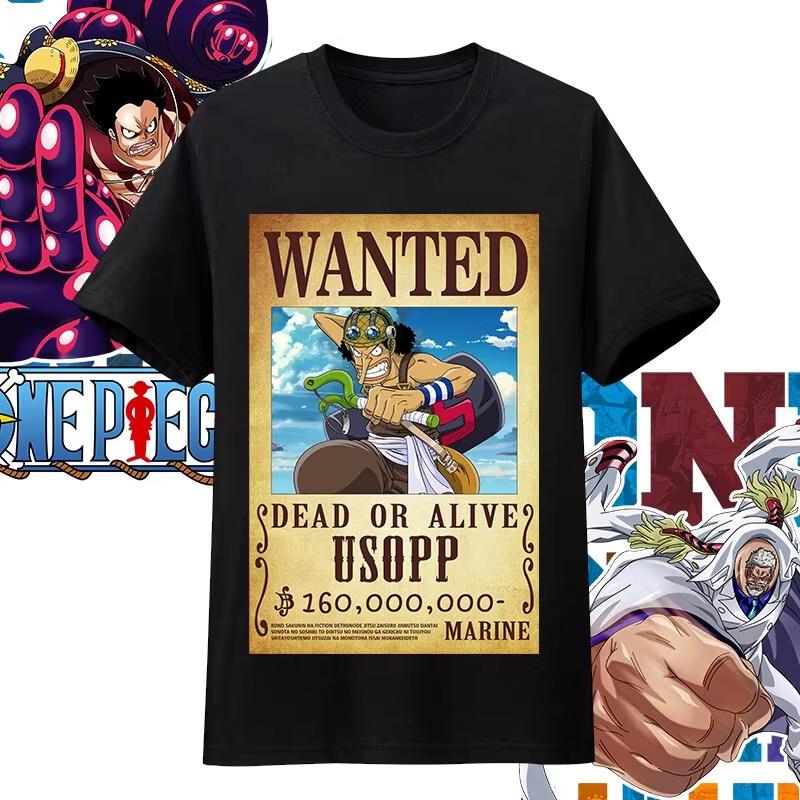 One Piece Anime Character Printing Oversized Cotton Tshirt Men and Women Comfortable Y2K Childrens Clothing Summer Trend Tees
