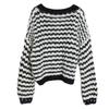 Retro Striped V-Neck Cardigan: Women's Lazy Style Loose Long Sleeve Sweater Coat