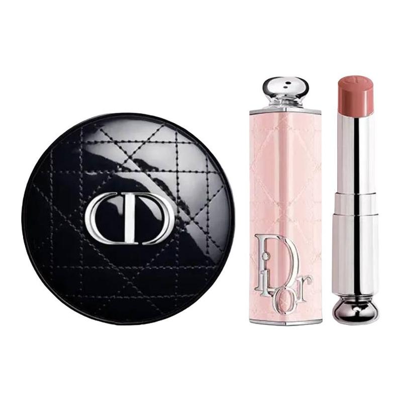Dior Cushion Foundation Glamor Lipstick Makeup Set Easy To Color and Fit 13g+3.5g