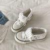 Women's Spring/Autumn Thick-Soled Foldable Canvas Skate Shoes - Dopamine White