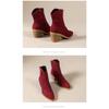 Fleece Warm Mid-heel Booties 2025 Winter New Plus-size Chunky Heel Side Zipper Martin Boots