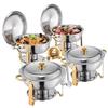 4-pack värmeskål bufféset rostfritt stål chafer med 4 fullstora kärl runda cateringvärmare server för festbanketter