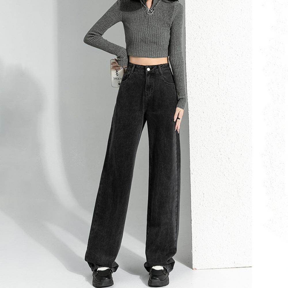 Trend Versatile 2025 Denim Wide-leg Women's Pants Spring and Autumn New Drape Loose and Tall and Thin Straight Pants Tide