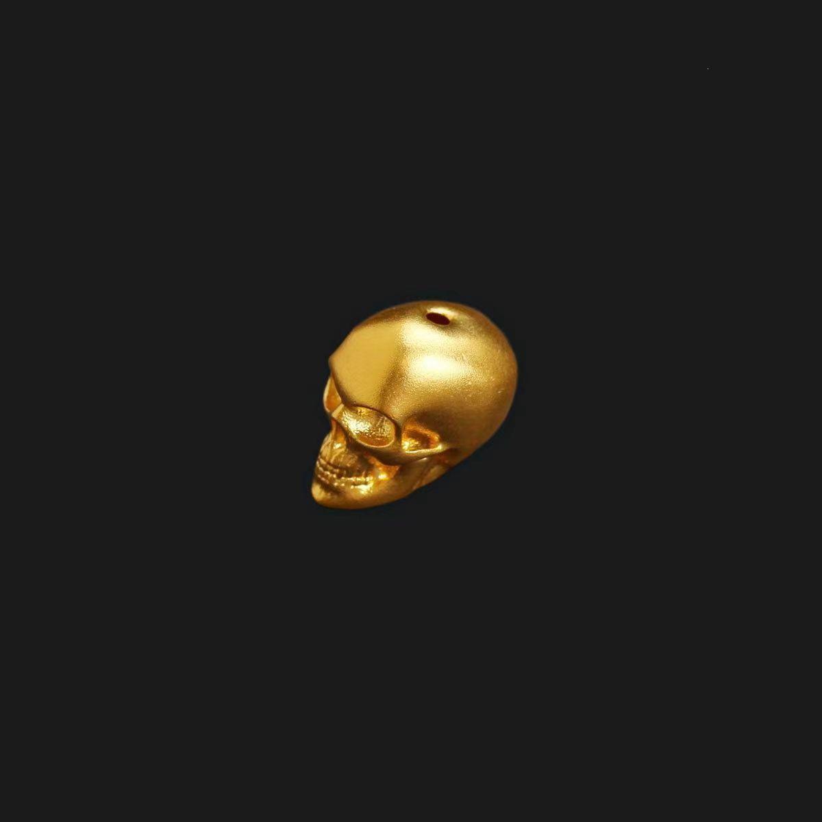 Gold-Plated Skull Spacer Beads: Wenwan Accessories with Ancient Shimatala Design, Thick-Walled Three-Hole Back Cloud