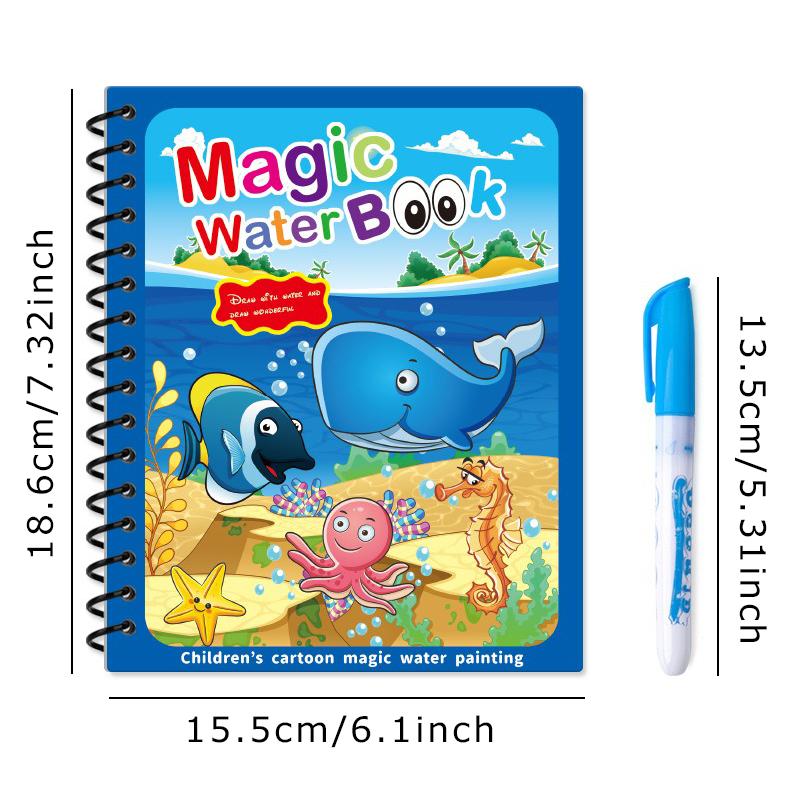 1 Set Sihirli Su Boyama Kitabı Renkli Montessori Tekrar Kullanılabilir Boyama Kitabı Su Fırçası ile Doğum Günü Festivali Grafiti Hediyesi ZYF