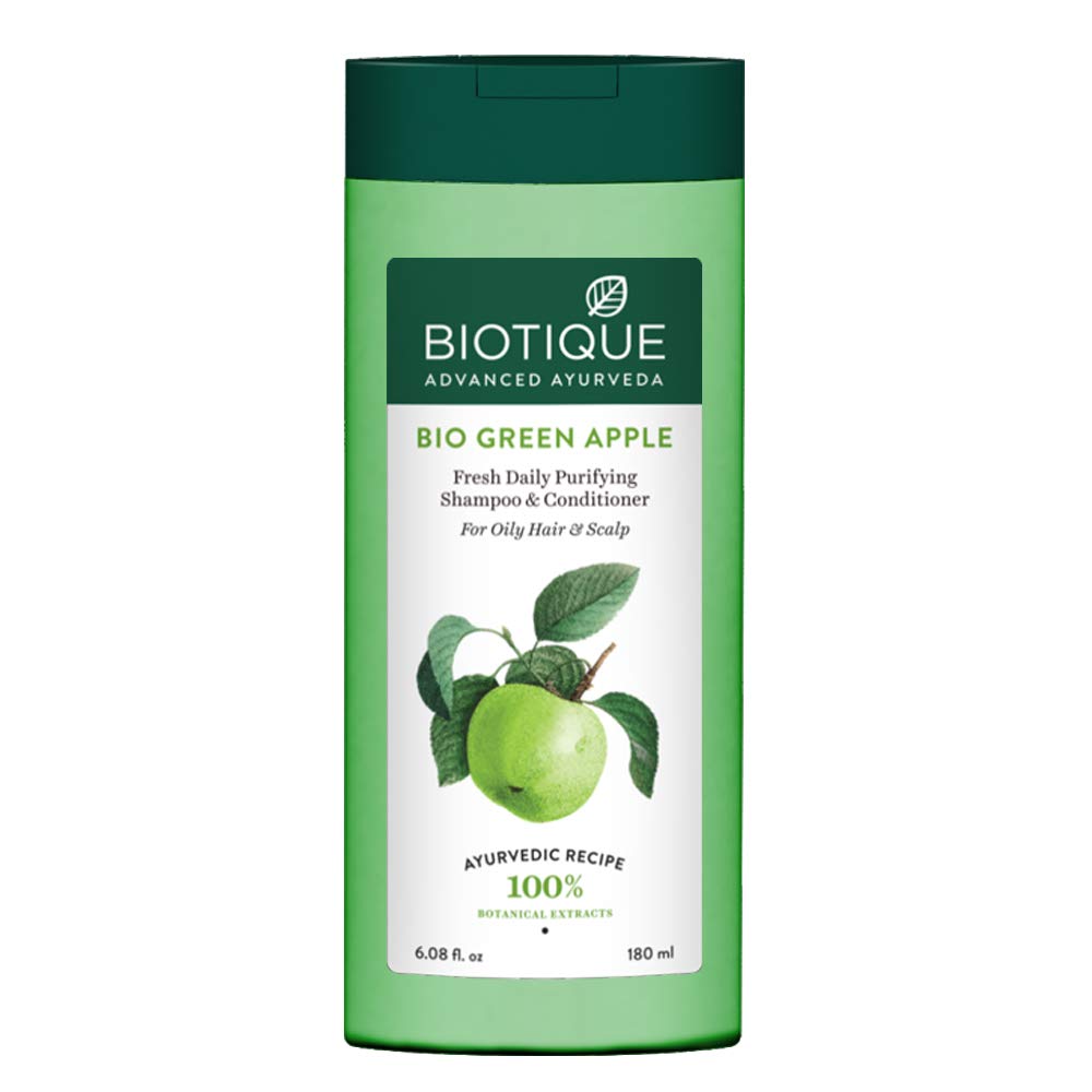 Biotique Bio Green Apple Fresh Daily Purifying Shampoo and Conditioner for Oily Scalp and Hair, 180m And Almond Oil Ultra Rich Body Wash, Botanica