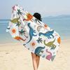 Cute Little Dinosaur Lightweight Microfiber Bath Towel Quick-Dry Ultra-Soft and Highly Absorbent Vibrant Dinosaur Sunset Beach