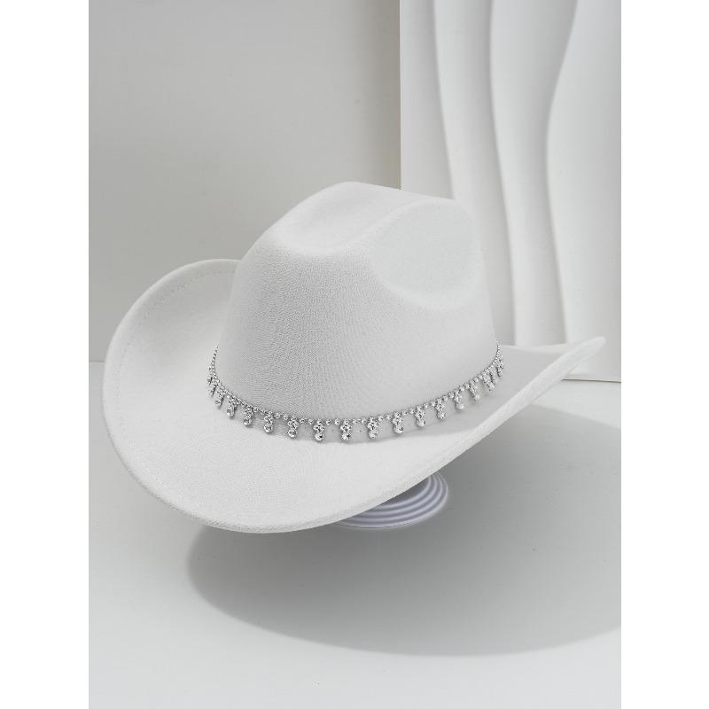 

Mary Men s and women s Panama-style fedora, women s top hat personality, water drop rhinestone accessories, tea party gifts M（56-58cm） белый