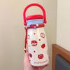 Large Capacity High Value Cartoon Thermos Cup, Girls Portable Double Drink Straw Kettle, Student Strap Cup