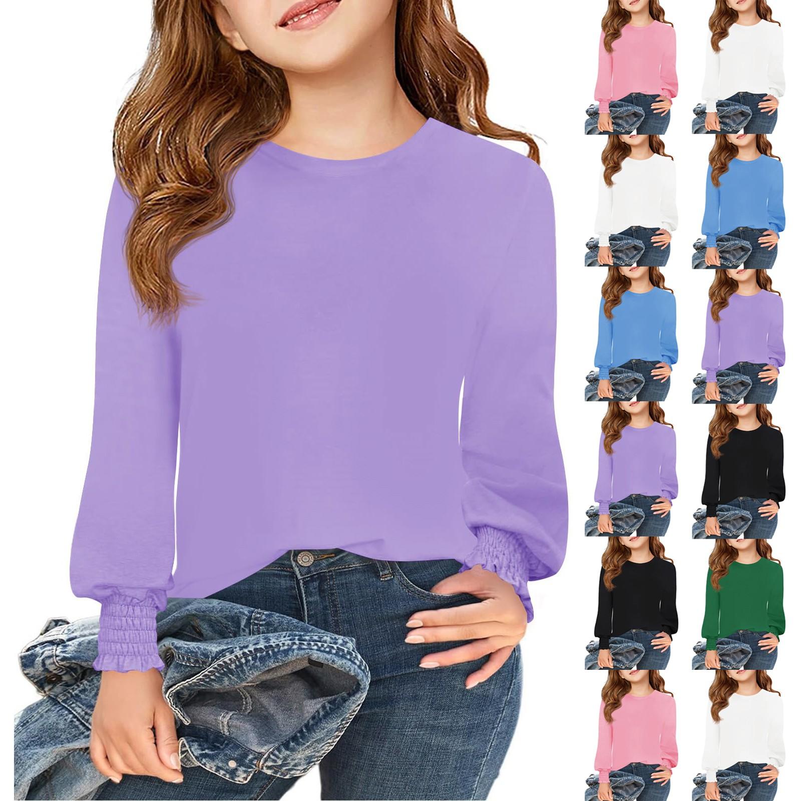 

Girls Long Sleeve Tee - Round Neck Cuff Top 110 армія зелений колір