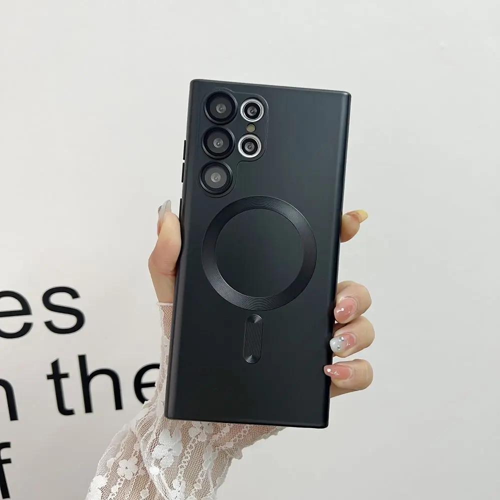 

Роскошный Матовый Чехол Magsafe для Samsung Galaxy S24 Ultra S22 S23 FE S21 Plus Бампер Ударопрочный Мягкий Чехол Защита Объектива Камеры Samsung S23