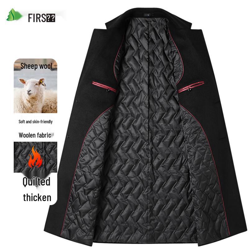 Shanshan Men's Wool Blend Padded Mid-Length Business Casual Overcoat