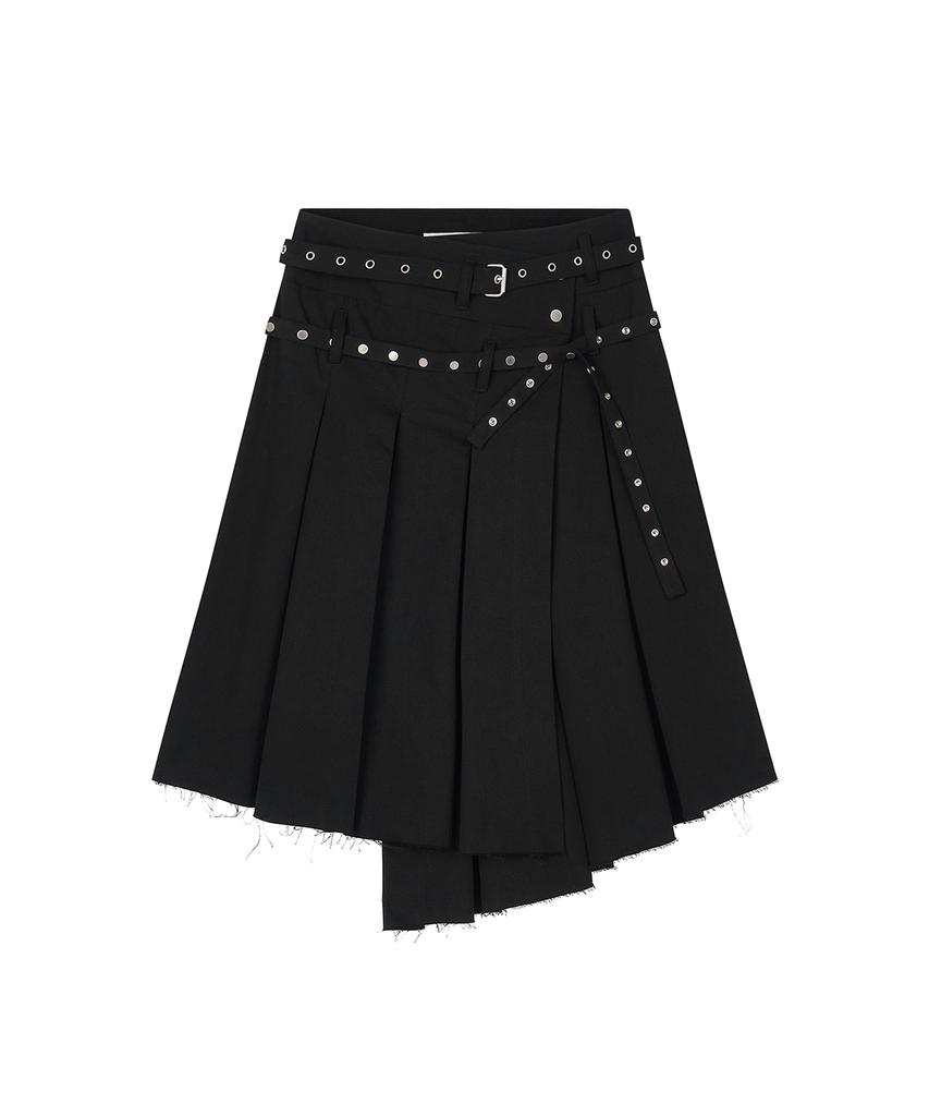 Saendeulig Eyelet Layered Midi Skirt_Black