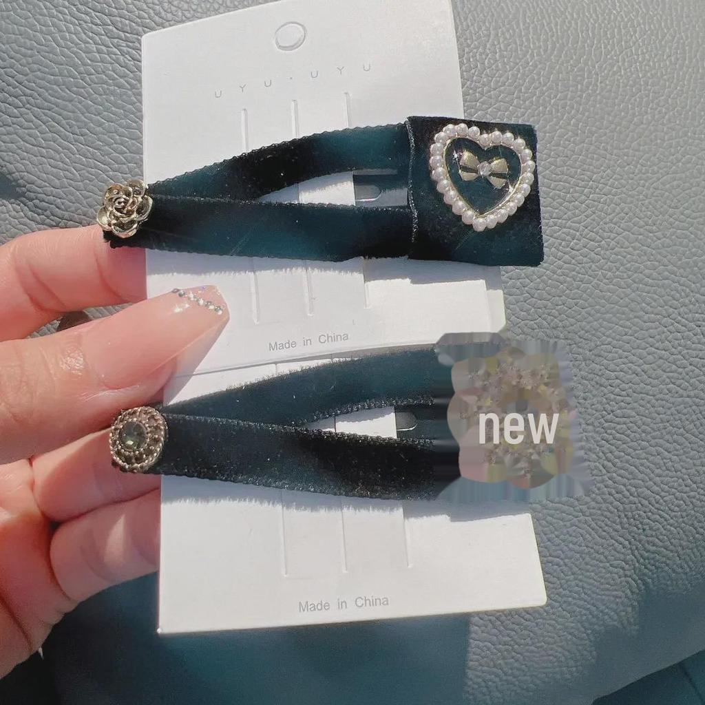 Velvet Exquisite Bangs Hairpin Side Clip - Dongdaemun Style