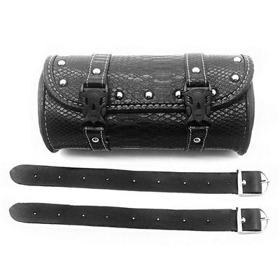 PU Leather Saddle Fork Roll Barrel Tool Bag Motorcycle For SUZUKI Yamaha Honda KAWASKI
