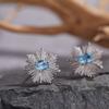 S925 Sterling Silver Colored Treasure Natural Garnet Tanzanite Topaz Earrings Female Niche Snowflake Design