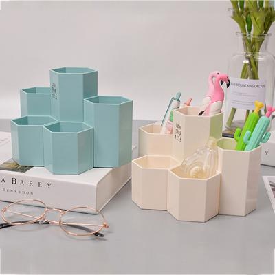 Cute Hexagonal Pen Holder Desk Pen Case Large Capacity Pencil Storage Box Desktop Organizer  School Office Stationery