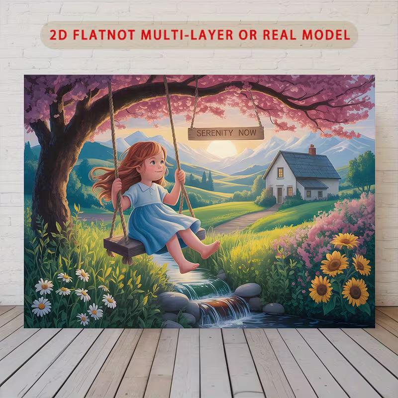 

Тканое панно «Мирный пейзаж», «Спокойствие сейчас», Девочка на качелях, для декора стены гостиной 47.2x31.5inch/120*80cm