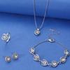 Women's Crystal Heart Jewelry Set: Necklace, Earrings, Ring, and Bracelet