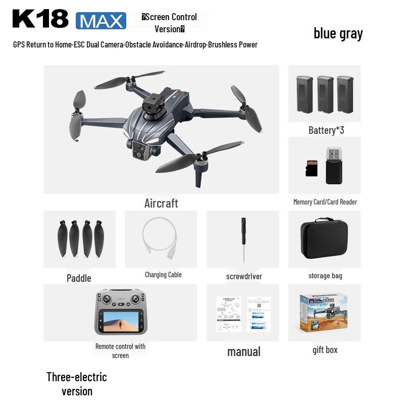 K18 MAX Drone: Brushless Motor, Screen Controller, HD Aerial Photography, GPS Intelligent Positioning
