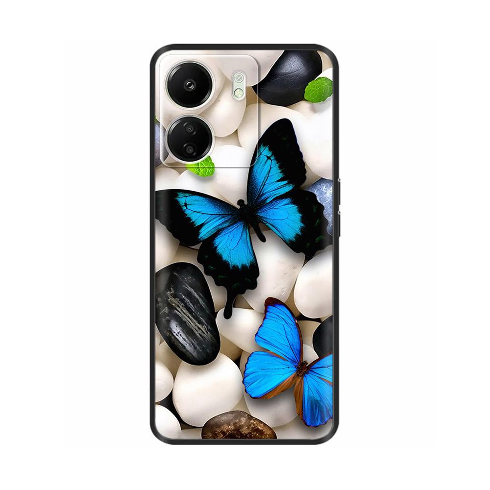 For Xiaomi Poco C65 Case Cute Luxury Painted Back Cover Soft Black Silicone Phone Case For Xiaomi Poco C65 PocoC65 Fundas Bumper