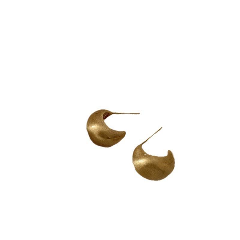 Brushed Matte Gold And Silver Beanie 925 Silver Needle Stud Earrings Simple And Versatile Unique Earrings Design Sense Premium Earrings Women