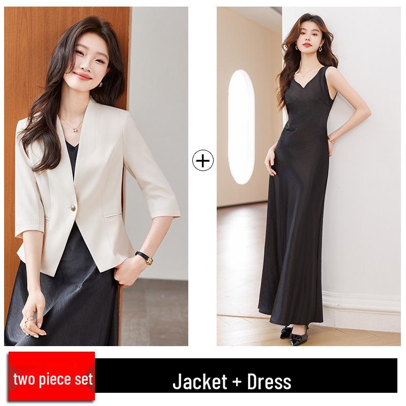 Women's 3/4 Sleeve Blazer - Spring/Summer 2026, Petite Medium-Length, Elegant Casual Suit Top