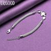 925 Sterling Silver Snake Chain Flower Armband Fashion Gift Party Smycken