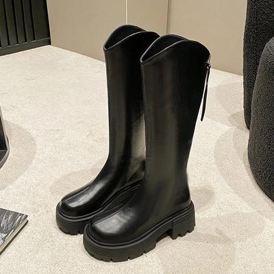Fashion Korean Autumn Winter Knight Boots for Women Fashion Soft Sole Increase Women's Platform Shoes Designer Knee-high Boots Female