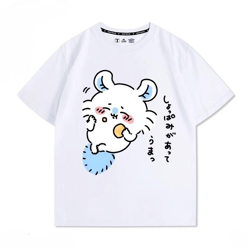 Miniso Cartoon Cute Chiikawa Printed Women Men Short-sleeved T-shirt Summer Casual Fashion Cotton Teenagers Loose Clothes