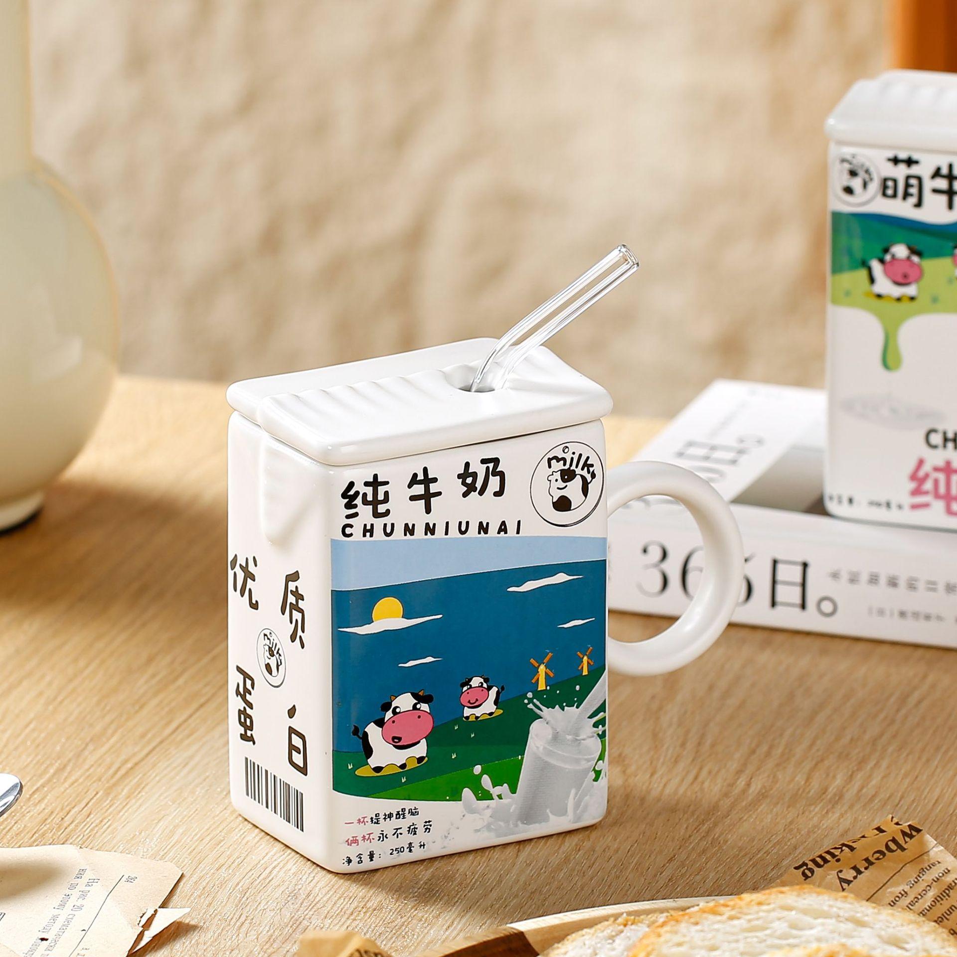 

Высококачественная креативная керамическая кружка квадратная с крышкой и соломинкой, имитация кружки для напитков, кружка для пары, подарок для офиса 301-400ml