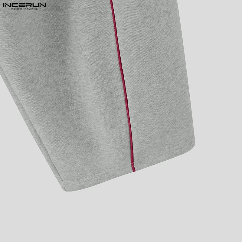 INCERUN Conjuntos de Dos Piezas para Hombre Cuello Alto Manga Larga Costuras Sudaderas Pantalones Largos Conjuntos Deportivos