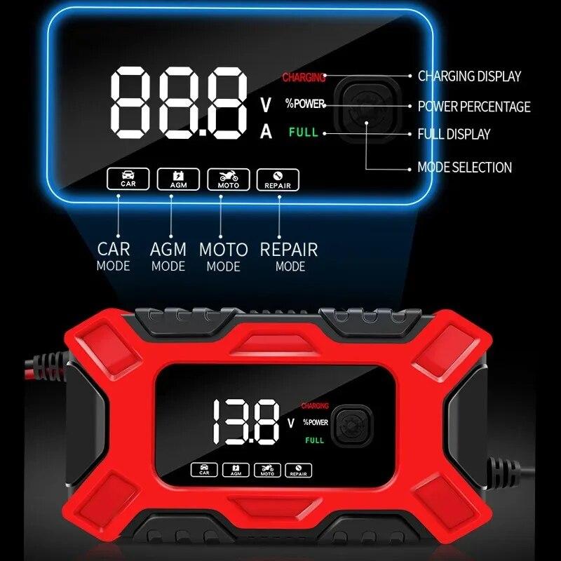 Large Screen Car Battery Charger 12V 6A Fully Automatic Repair Charge Intelligent For Car Motorcycle Battery Charge Intelligent