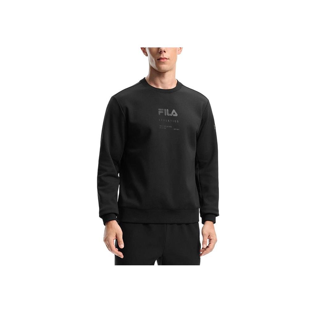 Fila Fitness Casual Sportivo Versatile Comodo Caldo Morbido Pile Pullover Girocollo Felpa Uomo felpa Nero Profondo A11M541212FBK