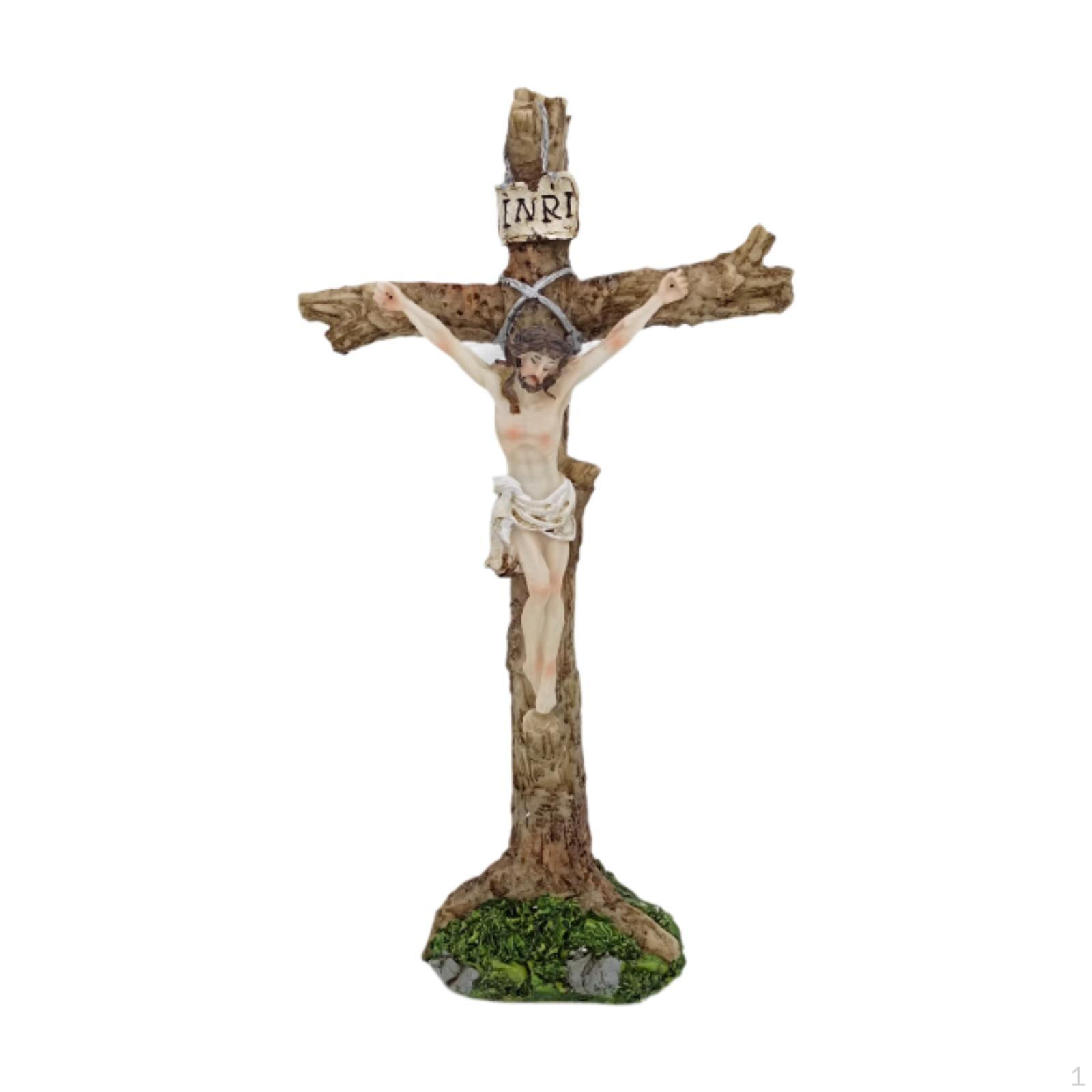 Standing Crucifix Sculpture Jesus Cross Home Furnishing Crafts Easter Decoration Passion