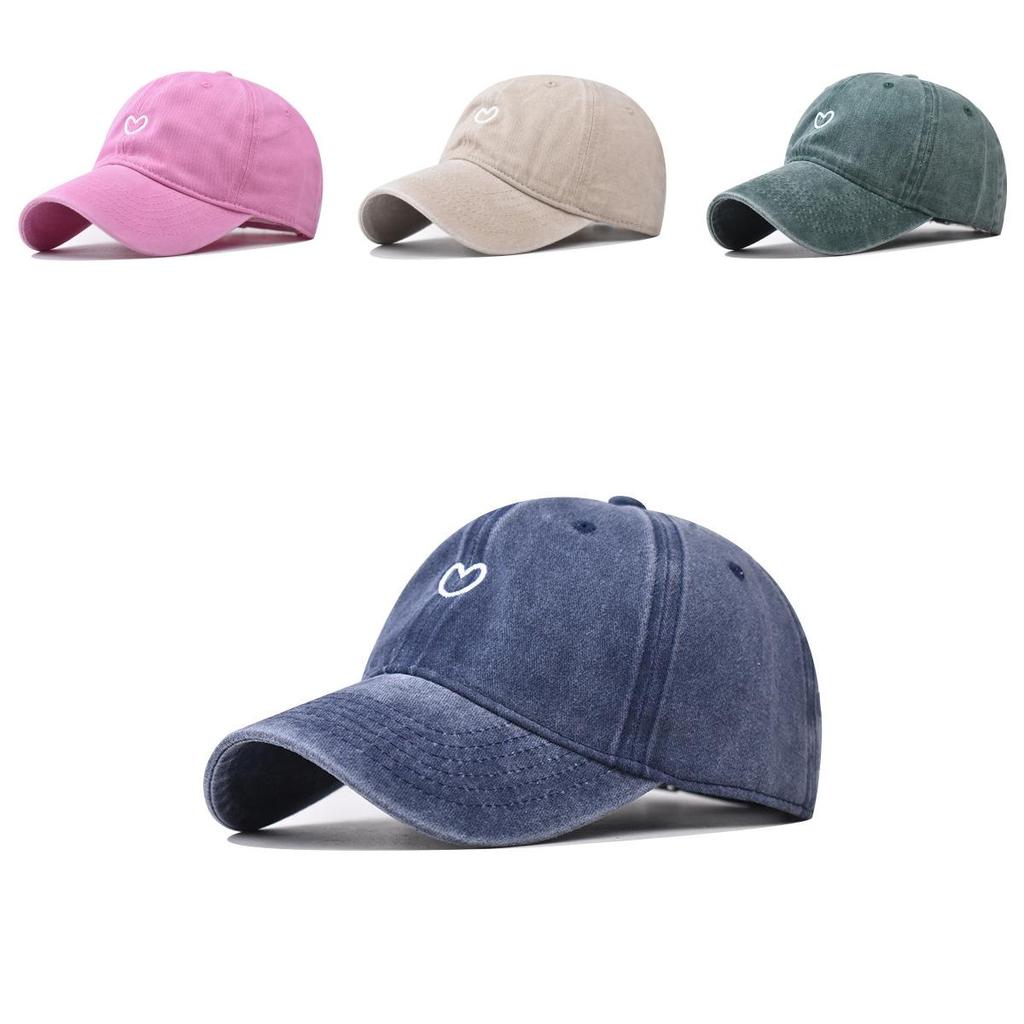 Cute Love Heart Embroidery Baseball Cap Unisex Adjustable Sunshade Windproof Hat