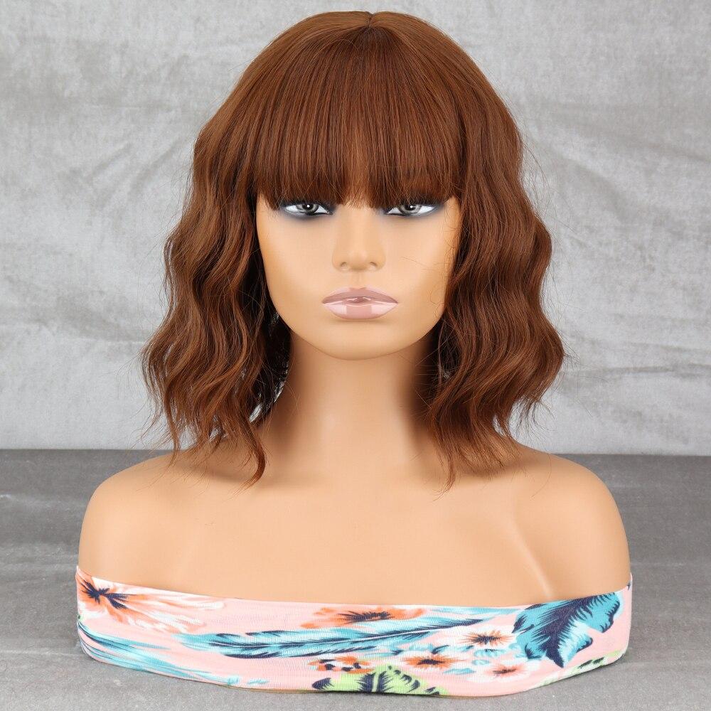 LISI HAIR Perucă Bob Scurt Ondulat pentru Femei, cu Breton, Fibră Sintetică, Cosplay, Purtare Zilnică, Perucă Scurtă Ondulată pentru Femei