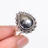 Healer'S Gold Pyrite In Magnetite Gemstone 925 Sterling Silver Ring V9472, Black & Gold Ring, Pear Ring, Valentin's Day Gift, Gift For Her, Birthday G