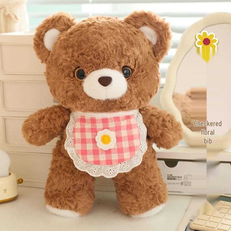 Adorable Zai Zai Bear Plush Toy - Cute Cartoon Teddy with Bib, Perfect Gift!